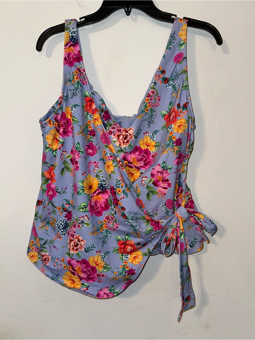 LANDS END Floral Wrap Tankini Top Size 16W
